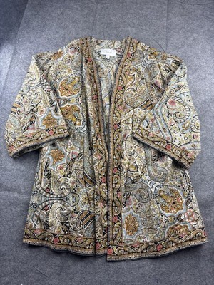 Cleobella Women s M/L100% natural yarn Kaleidoscope Kimono Boho Coastal Hippie