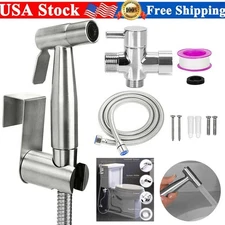 Toilet Shattaf Adapter Hose Bidet Spray Stainless-Steel Handheld Shower Head USA