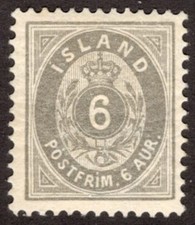 ICELAND 1897, SC #25, VF MLH* 6a Perf 13, cv $17.50  *Bay Stamps*