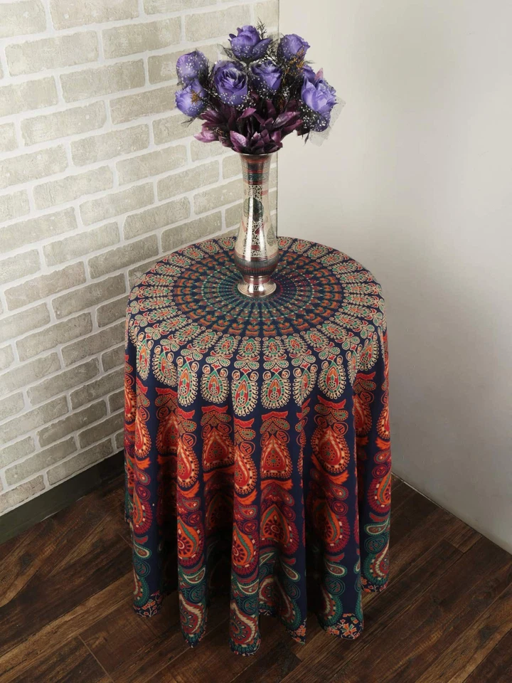 Boho Mandala Roundie Gitano Hippie Tapiz Decorativo Algodón Mantel Meditar... Foto 3 de 4