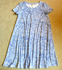 NWOT Womens Dress-TALBOTS-blue/white paisley knit Cottagecore Coastal Beachy-S