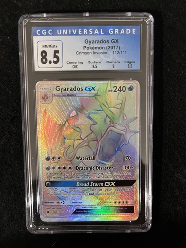 Gyarados GX (Secret) 112/111 Crimson Invasion Rainbow CGC 8.5 Off-Center O/C