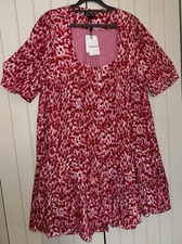 Image of Whistles Womens Short Lined Pink & Red Leopard Print Dress with Button Detail