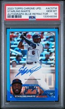 2023 Topps Chrome Starling Marte METS Auto Blue Refractor 24/150 PSA 10 GEM MINT