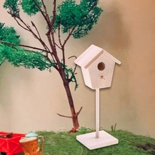 Nido per uccelli in legno indipendente per casetta per bambole in miniatura 1:12