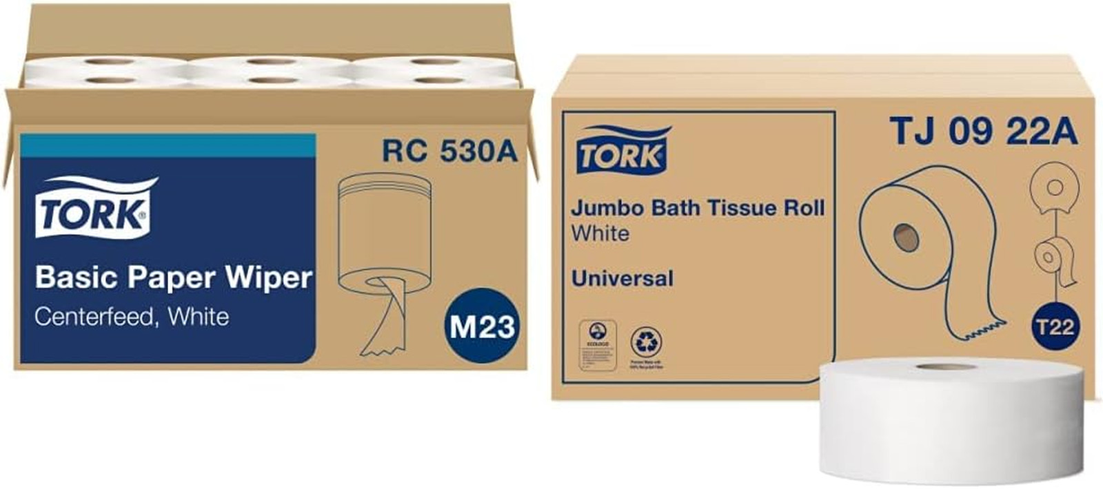 White M23 (6 X 530 Towels) And  Jumbo Toilet Paper Roll Wh