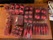 Christmas tree baubles Job Lot x 10 boxes assorted Red
