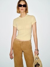 Reformation Darcy Cashmere Tee Yellow - Size XS