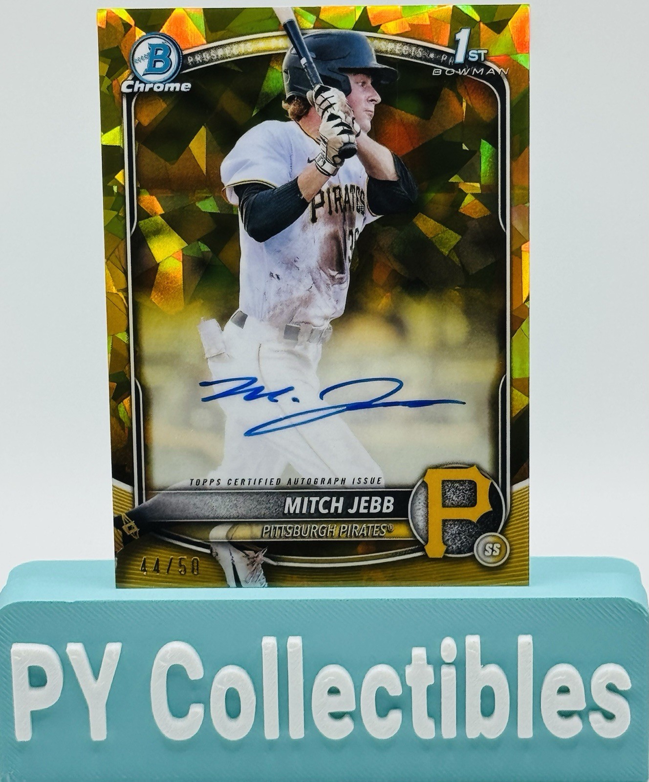 2025 Bowman Sapphire - Mitch Jebb Gold Refractor Auto /50 #CPS-MJ Pirates 