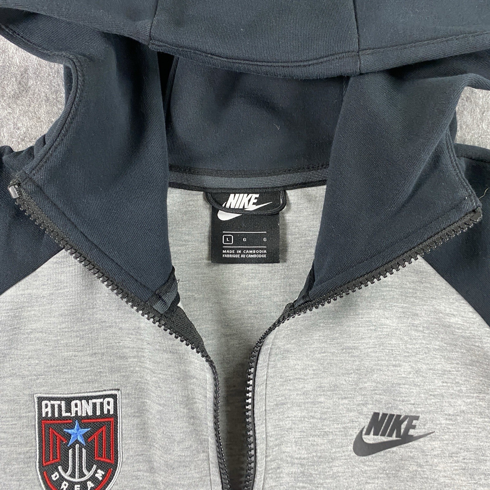 Nike Atlanta Dream Tech Fleece Hoodie Sweatshirt Men's Large Full Zip WNBA Gray
