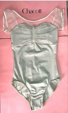 Chacott French Sleeveless Leotard M Green Tulle Gathers Gymnastics Performance