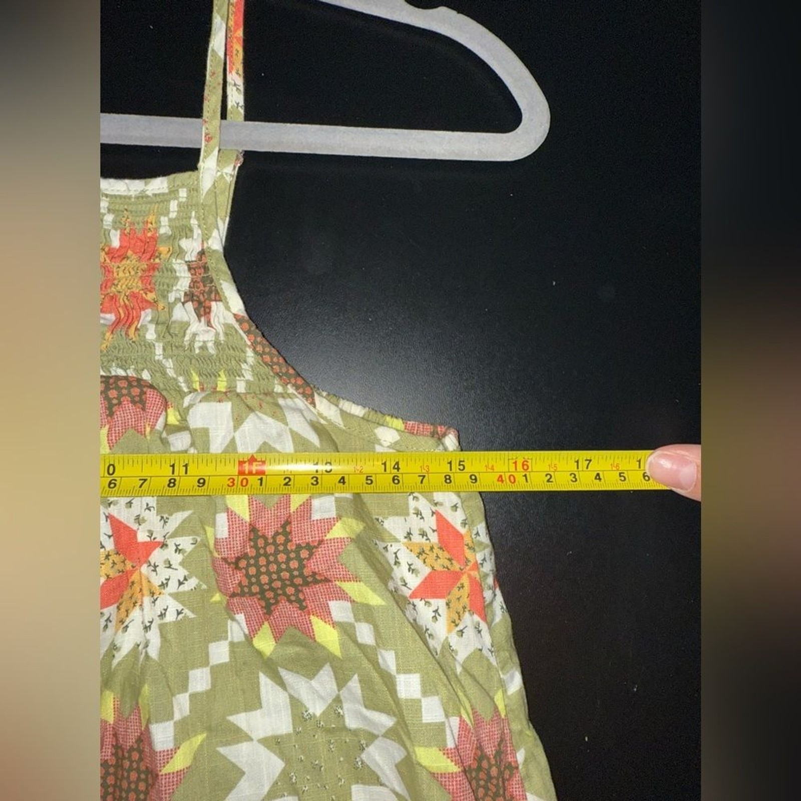 Universal Thread Green Smocked Patchwork Boho Dre… - image 11