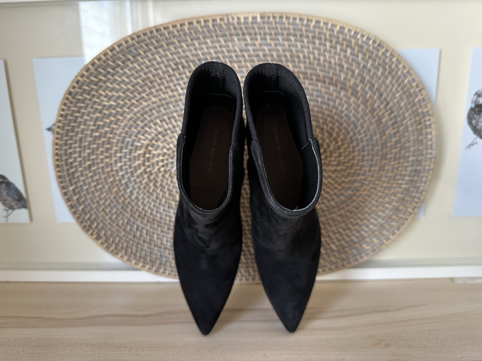 $650 Stuart Weitzman Brandie Womens sz 37/7 Mid-calf black suede pointy Boots