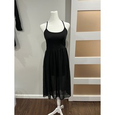 Forever 21 Black Spaghetti Strap Mesh Overlay Midi Dress Size Small