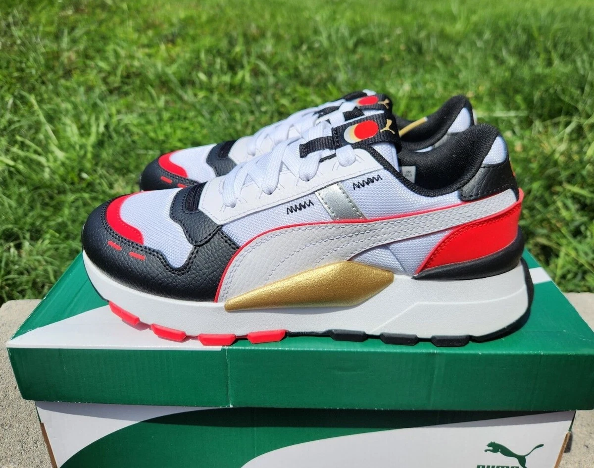Puma Rs 2.0 Wild Rider Kid s Boy s Girl s Black Red Gold White Shoes 384558 01