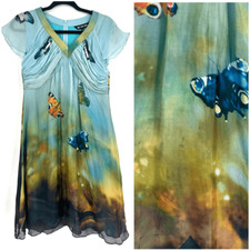 90’s Whimsical Butterfly Silk Sheer Overlay FairyCore Dress Ethereal Medium