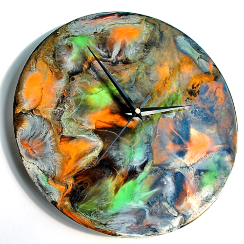 Wall Clock, Epoxy Resin Abstract Painting, 30cm/12in (approx,), Resin Art Clock. - Picture 1 of 8