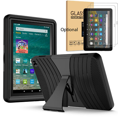 For Amazon Fire HD 8 / HD 8 Plus Heavy-Duty Shockproof Case Kickstand Cover