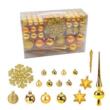 115er Gold Set Weihnachtskugel Schneeflocken Baumspitze Haken Sterne Kugel