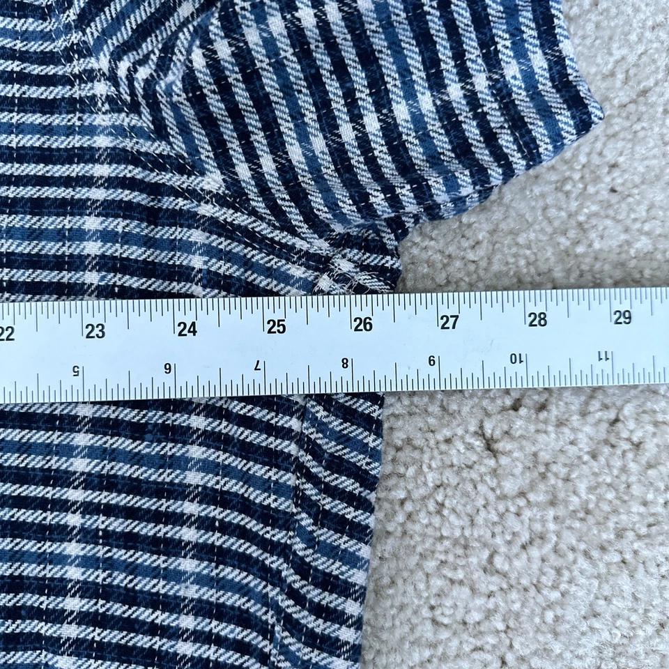 Camisa de franela Wallace & Barnes para hombre XXL calce clásico azul blanco a rayas Foto 4 de 4