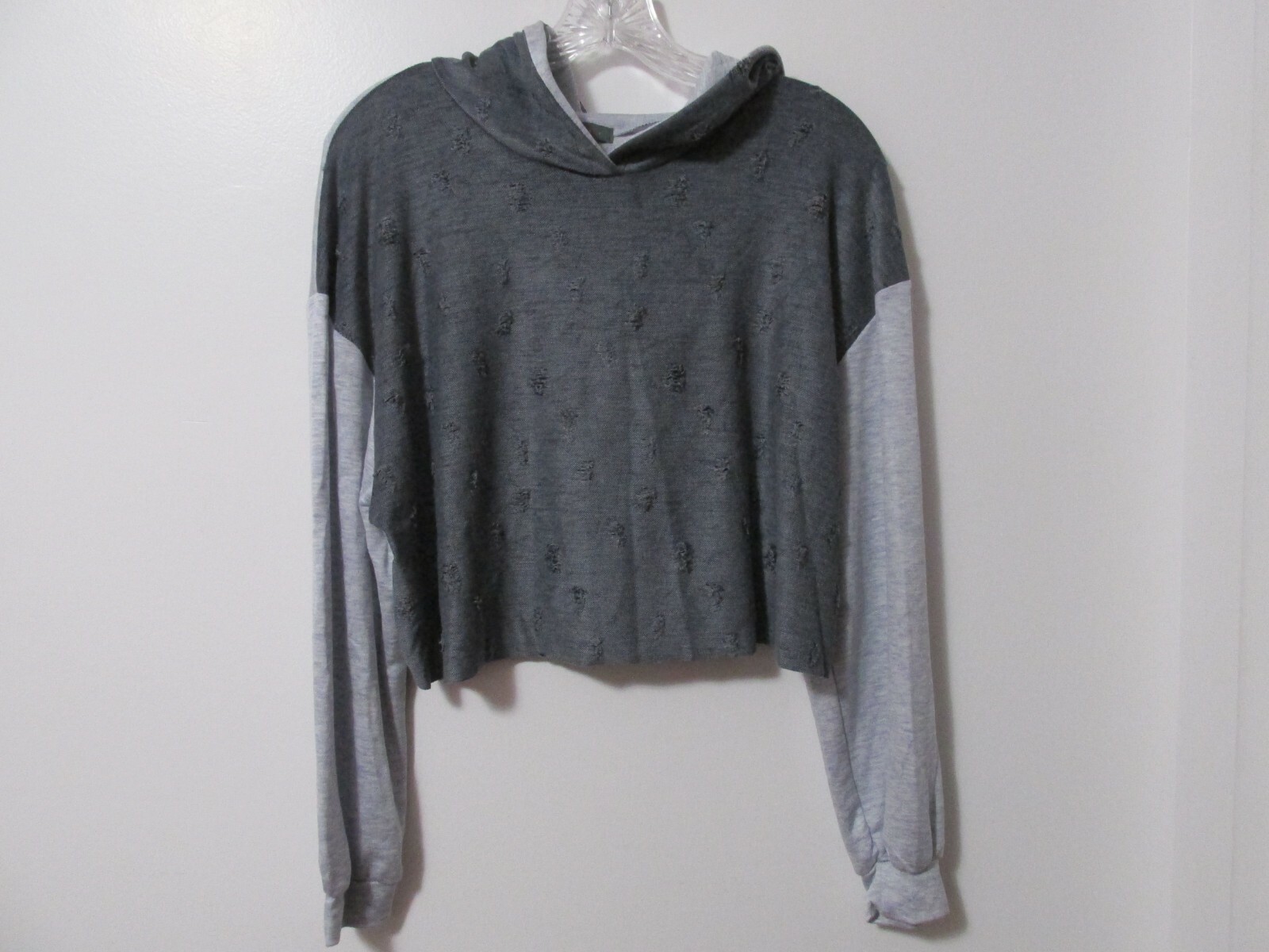 Women's Miroh Distressed Super Lightweight Cropped Hooded Top Gray
