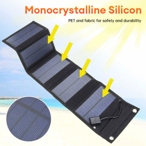 USB Solar Panel Kit Folding Power Bank Outdoor Camping Hiking Phone Charger 50W - Picture 1 of 15