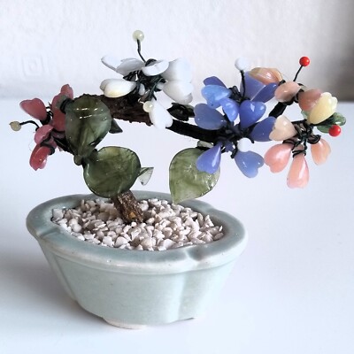 Glas Bonsai Baumschmuck Jade Topf Leonardo Orientalischer Stil 4'' H Geburtstagsgeschenk