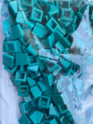 LEGO- =NEW #54200 -DARK TURQUOISE- TILES 1 X 1 X 2/3/ CHEESE SLOPE-25 PIECES