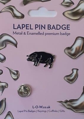 Schwein Anstecknadel Anstecker. Bauernhof schwarz Speck Neuheit Metall emailliert Hut Pin Brosche 1-04