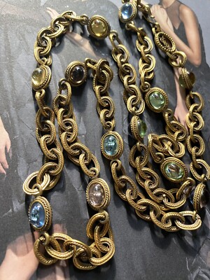 Yves saint laurent YSL glass cabochon necklace