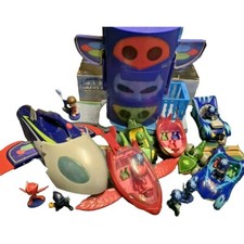 PJ Masks Vehicle & Figures Bundle,HQ Tower  CatBoy, Owlette,Gekko,Cars Job Lot