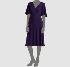 $155 Ralph Lauren Women Purple Georgette Button-Sleeve Dress Size 2