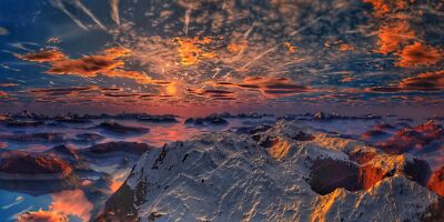 Landscape nature mountains snowy peak lake clouds Custom Gaming Mat Desk