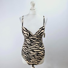Iris Lilly Swimsuit Padded Wired Animal Print Cream Brown Size Small NEW