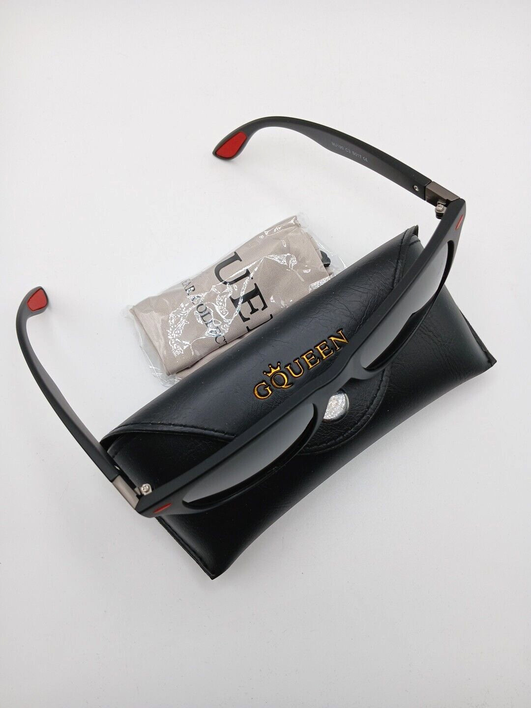 GQUEEN Retro BLACK&RED Polarised Sunglasses UNISEX Driving Fishing UV400 B32
