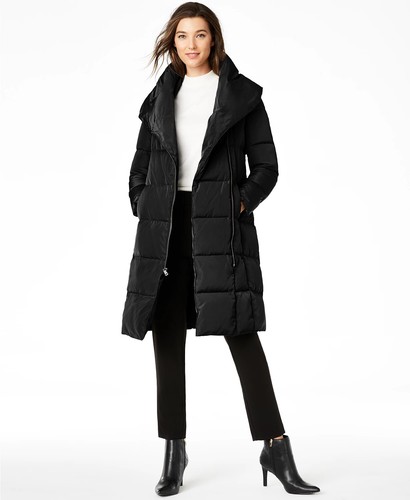 cole haan asymmetrical puffer coat