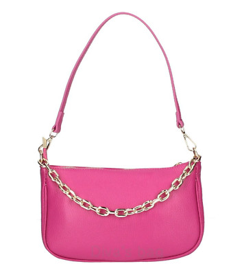 Diva's Bag Handtasche Fuxia Leder mit abnehmbarem Schultergurt Made in Italy