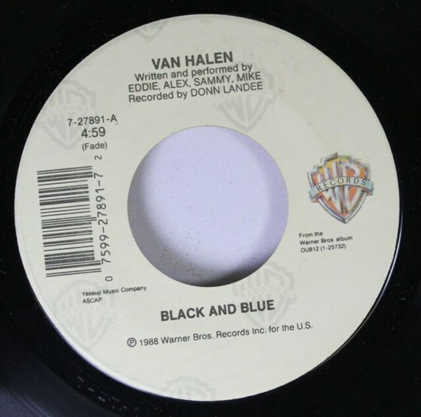 Van Halen Black and Blue 45 7" Classic Rock Record Vinyl Warner Records