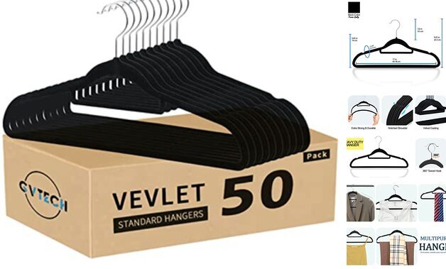 Premium Velvet Hangers, [] Non Slip and Heavy Duty Velvet Suit 50 Pack Black-image