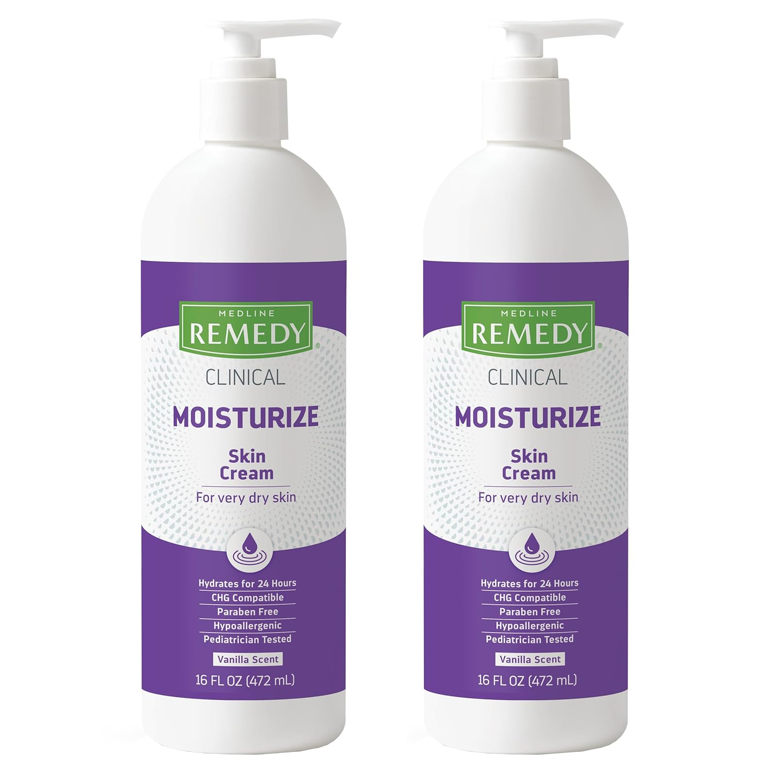 Vanilla Scented Clinical Skin Cream 16oz 2-Pack for Face & Body Moisturizing