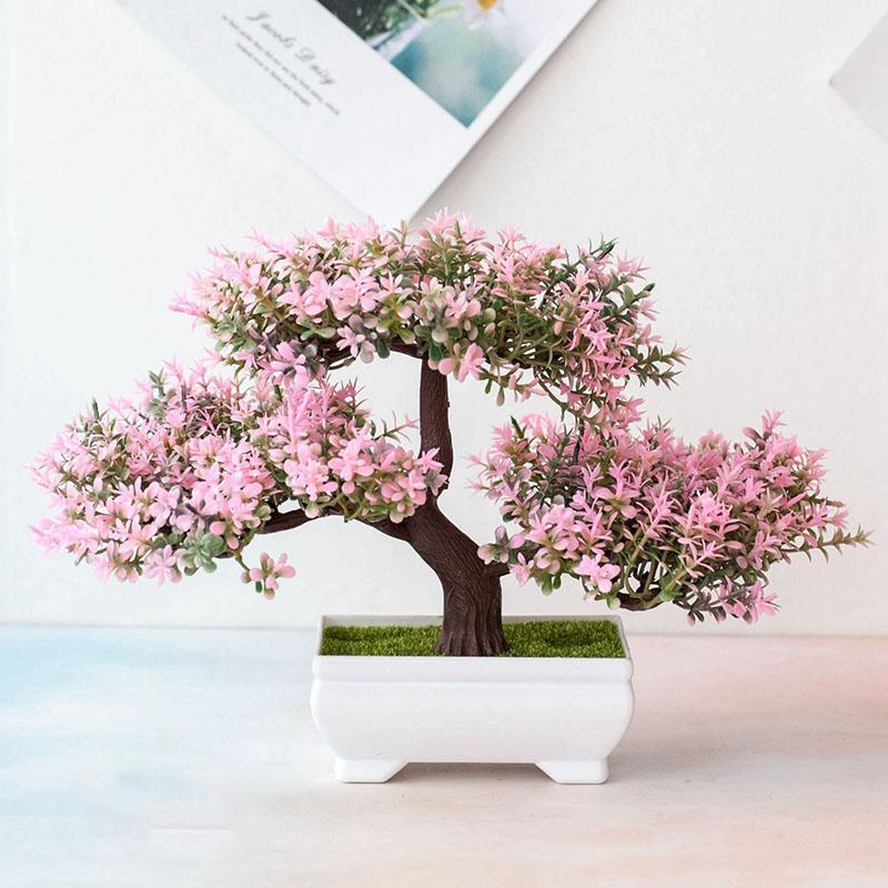 Artificial Plants Bonsai Small Tree Pot Fake Green Flowers Home Room Table Decor-image