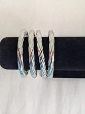 QVC Milor Steel by Design Steel Hinged Ribbed Polished Bangle Bracelet 7.25"