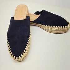 Sam Edelman Blue Suede Leather Espadrille Slides
