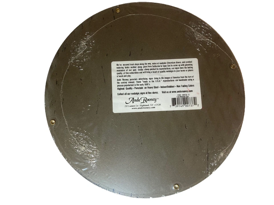 ANDE ROONEY PORCELAIN MUSTANG EMBLEM ON METAL 11 1/4" DIAMETER, NIP  - Image 2 of 2
