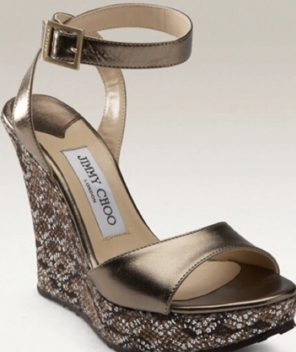 Jimmy choo store gold wedges