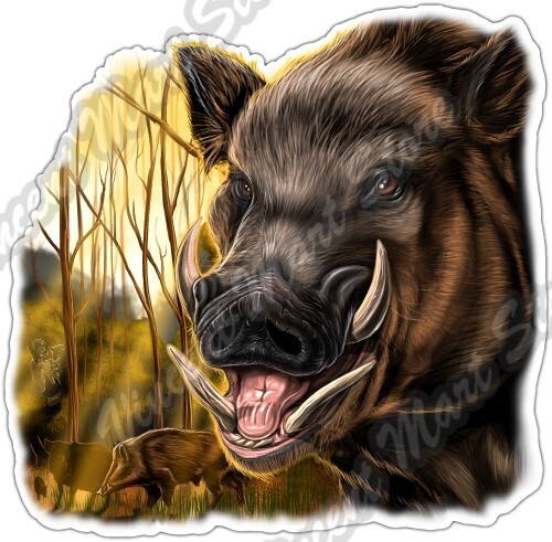 Boar Hunt Hunting Wild Hunter Animal Car Bumper Vinyl Sticker Decal 4.6 ...
