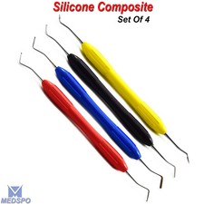 Set of 4 Dental Composite Filling Instruments Silicon Handle Restorative Tools