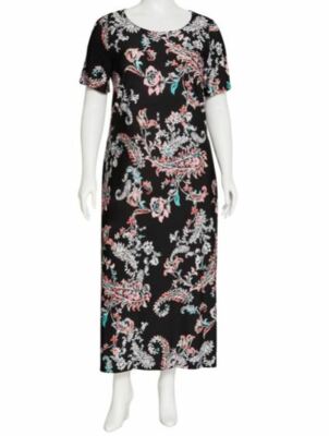 Catherines Plus Black Paisley Garden Maxi Dress 2X 22/24