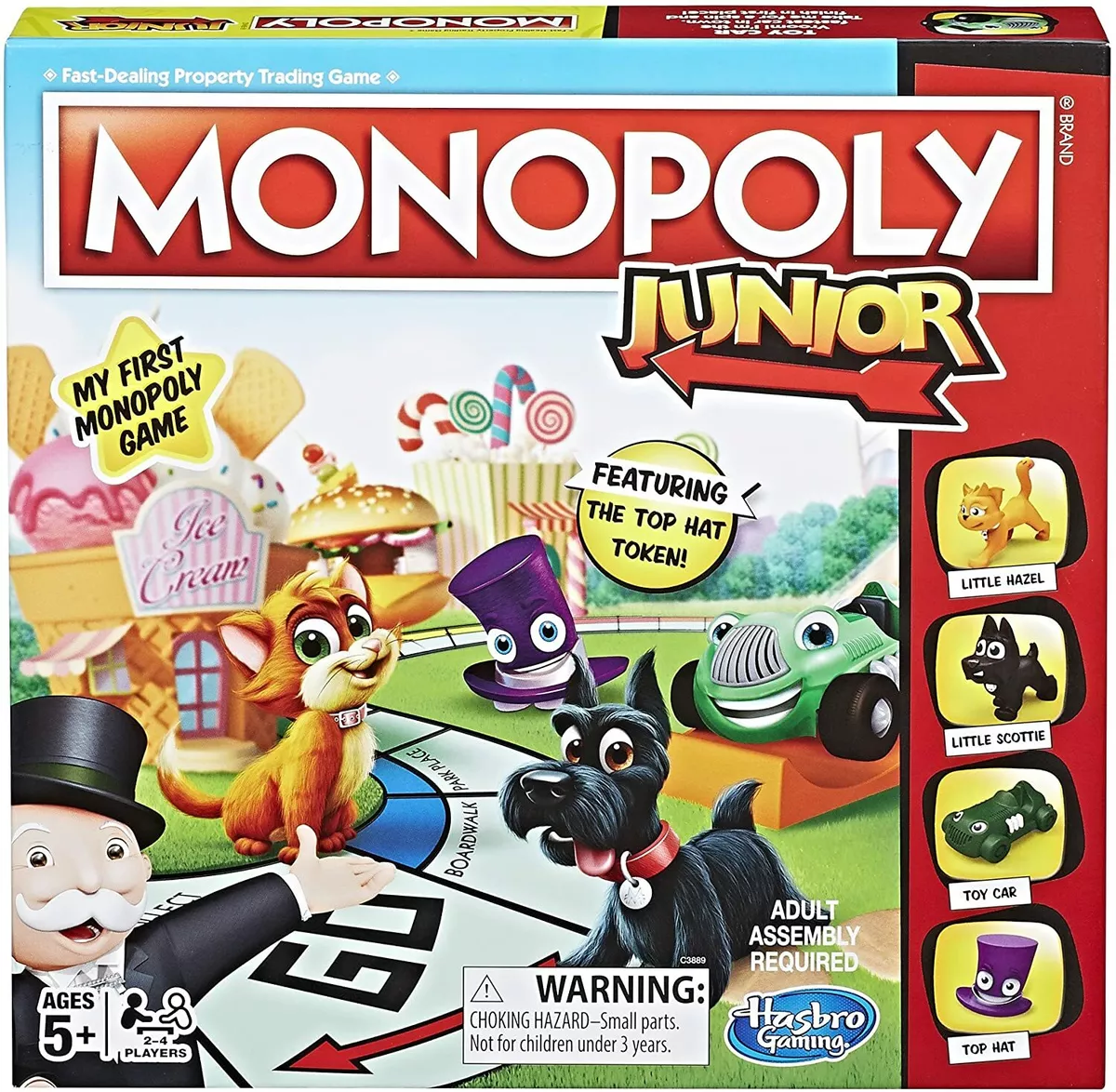 Monopoly Junior Game for 2 to 4 Players, Board Game for Kids Ages