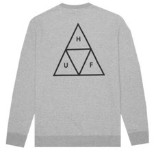 Genuine HUF Essential Triple Triangle Crewneck Sweatshirt - Heather Grey